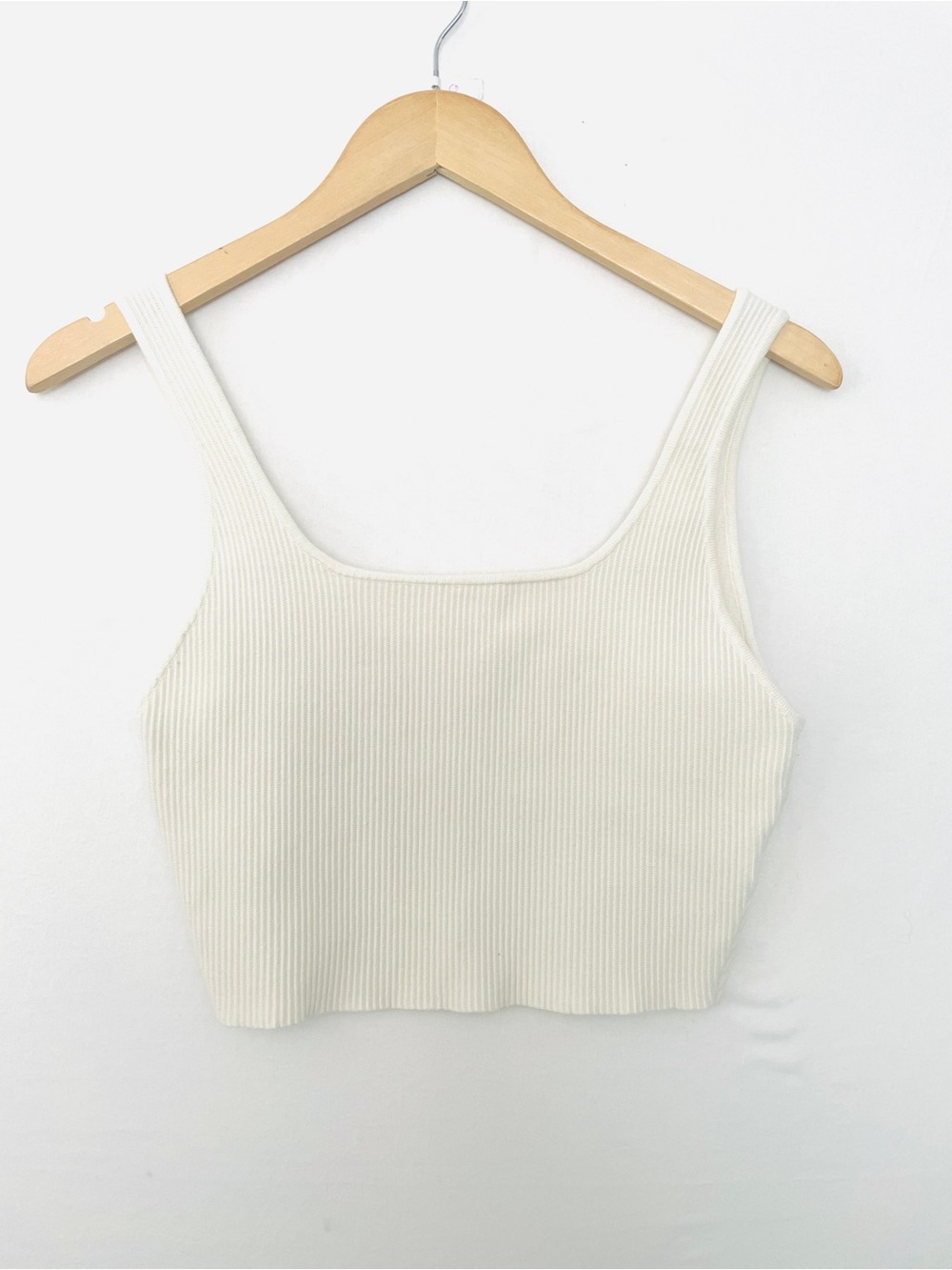 House of Harlow 1960 Ribbed Square-Neck Crop Top - Cream